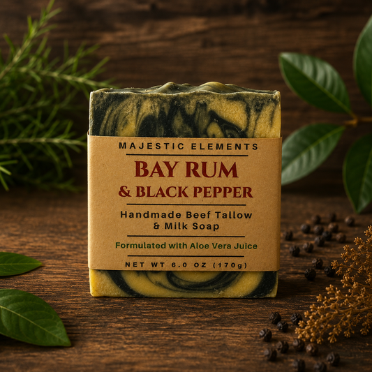 Bay Rum & Black Pepper Handmade Exfoliating Tallow and Milk Masculine Soap