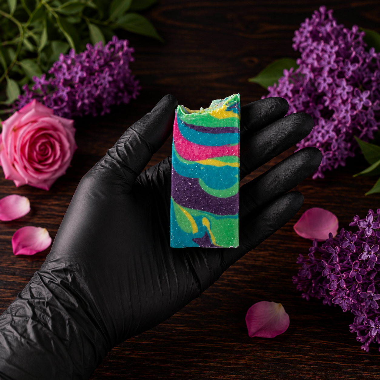 LILAC ROSE: Goats Milks and Lard Conditioning Handmade Mini Rainbow Soap (Trial Size)