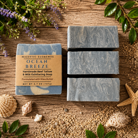 OCEAN BREEZE: Exfoliating Beef Tallow Handmade Artisan Sand Soap