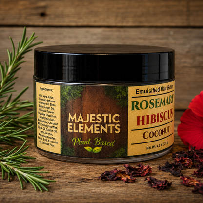 ROSEMARY & HIBISCUS: Handmade Coconut Scented Hair Butter
