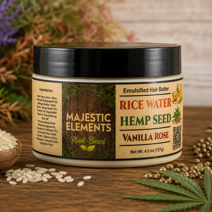 RICE WATER: Handmade Vanilla Rose Scented Hair Butter